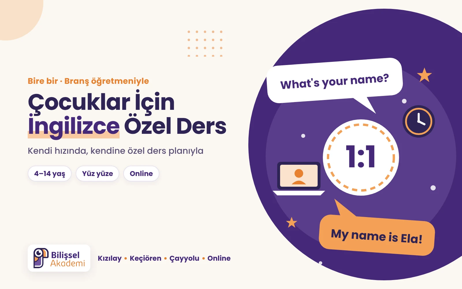 Çocuklar İçin İngilizce Özel Ders (4–14 Yaş)