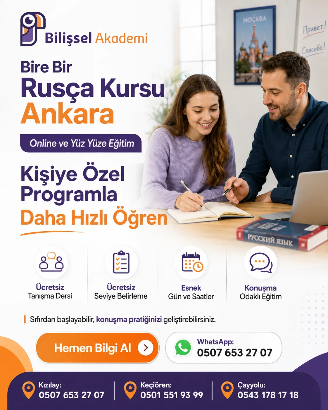Bire Bir Rusça Kursu Ankara: Online ve Yüz Yüze Özel Ders