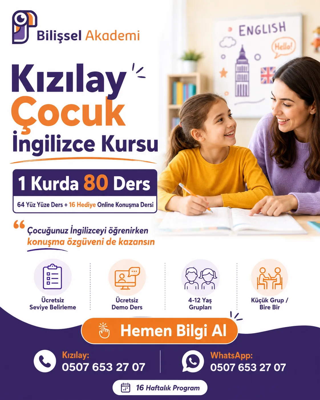 Kızılay Çocuk İngilizce Kursu | 1 Kurda 80 Ders