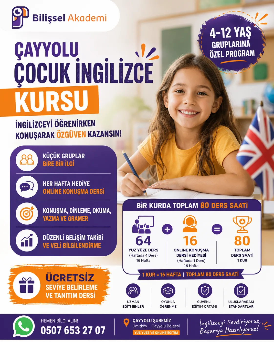 Çayyolu Çocuk İngilizce Kursu | 1 Kurda 80 Ders