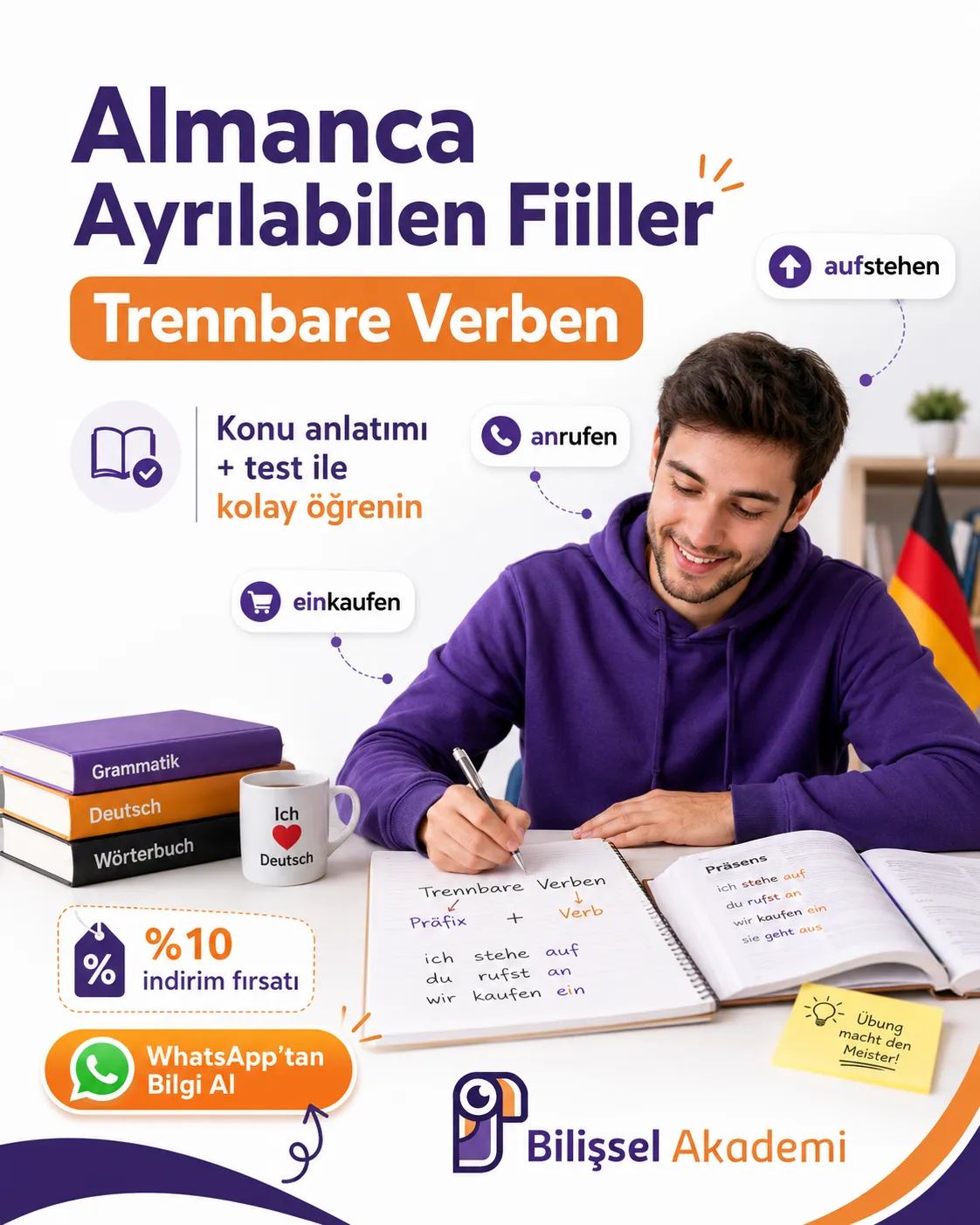 Almanca Ayrılabilen Fiiller: Trennbare Verben Konu Anlatımı ve Test