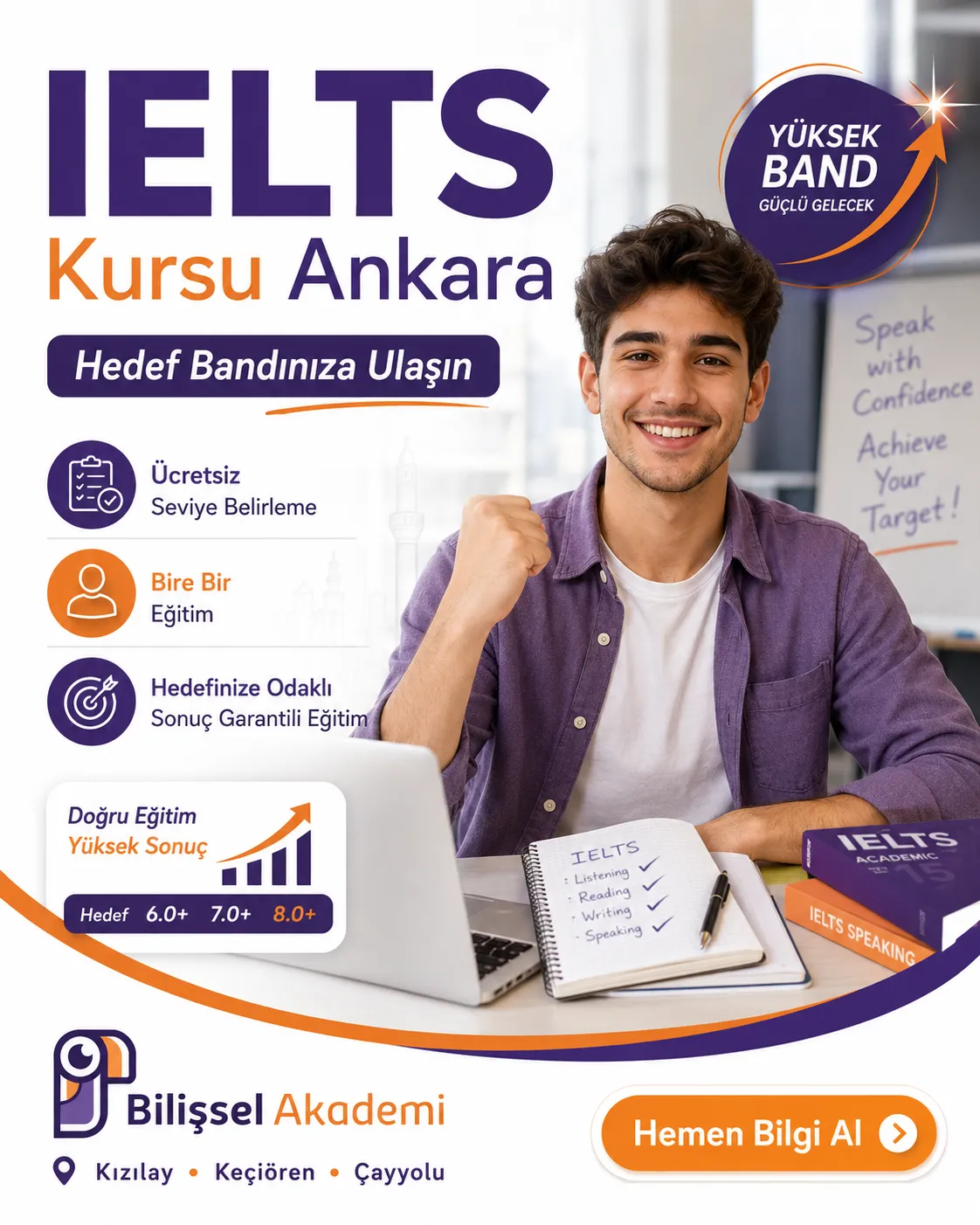 IELTS Kursu Ankara | Bire Bir Hazırlık ve Ücretsiz Seviye