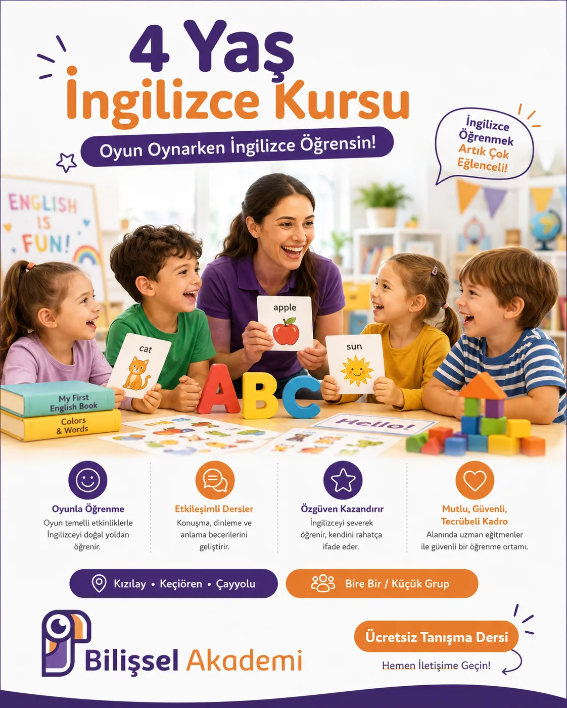 4 Yaş İngilizce Kursu Ankara: Kızılay, Keçiören ve Çayyolu