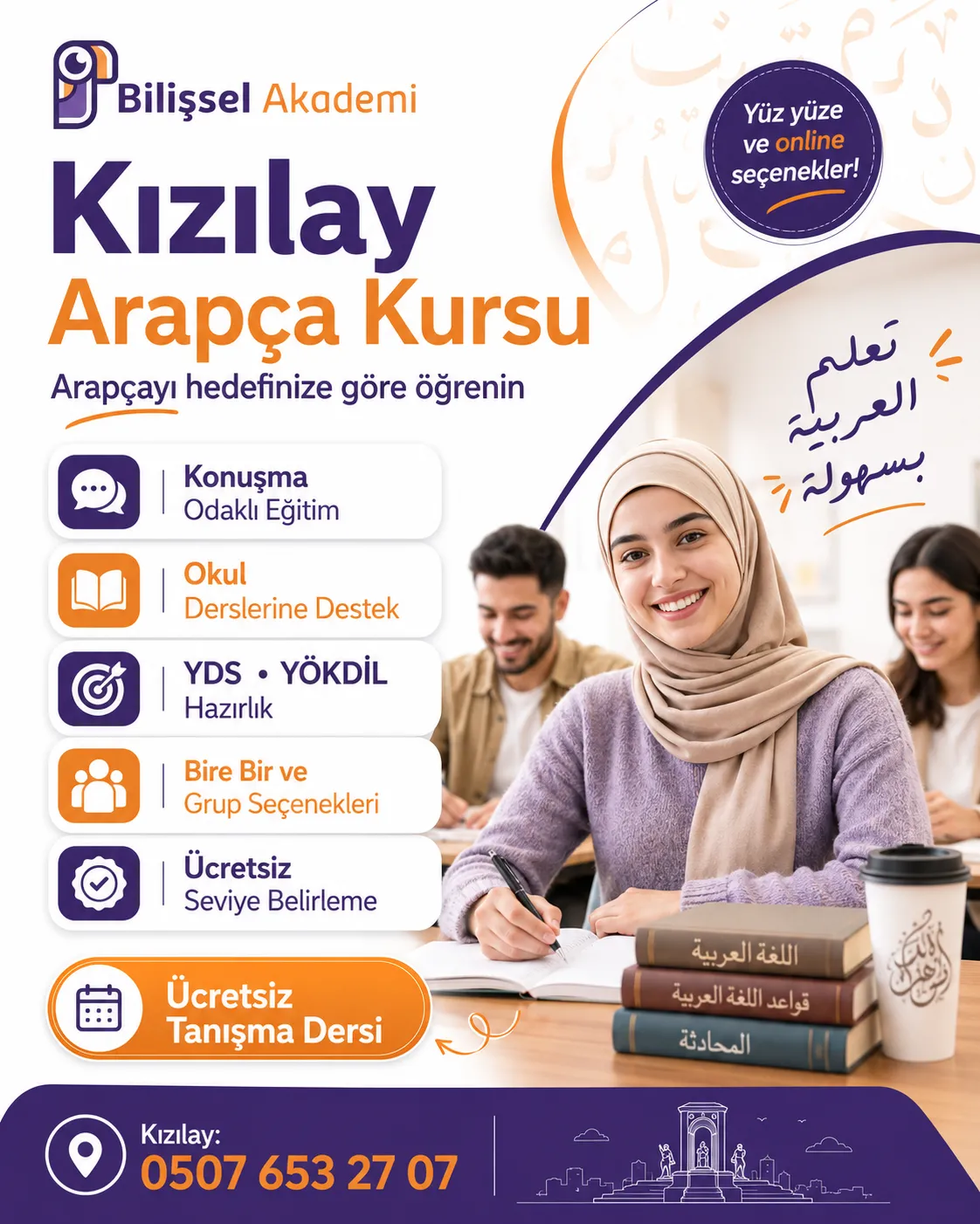 Kızılay Arapça Kursu: Konuşma, Okul Desteği ve YDS-YÖKDİL Hazırlık