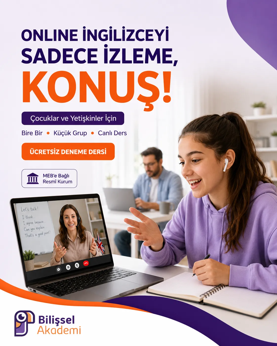Online İngilizce Öğrenme Platformu: Çocuk ve Yetişkinler İçin Canlı Dersler