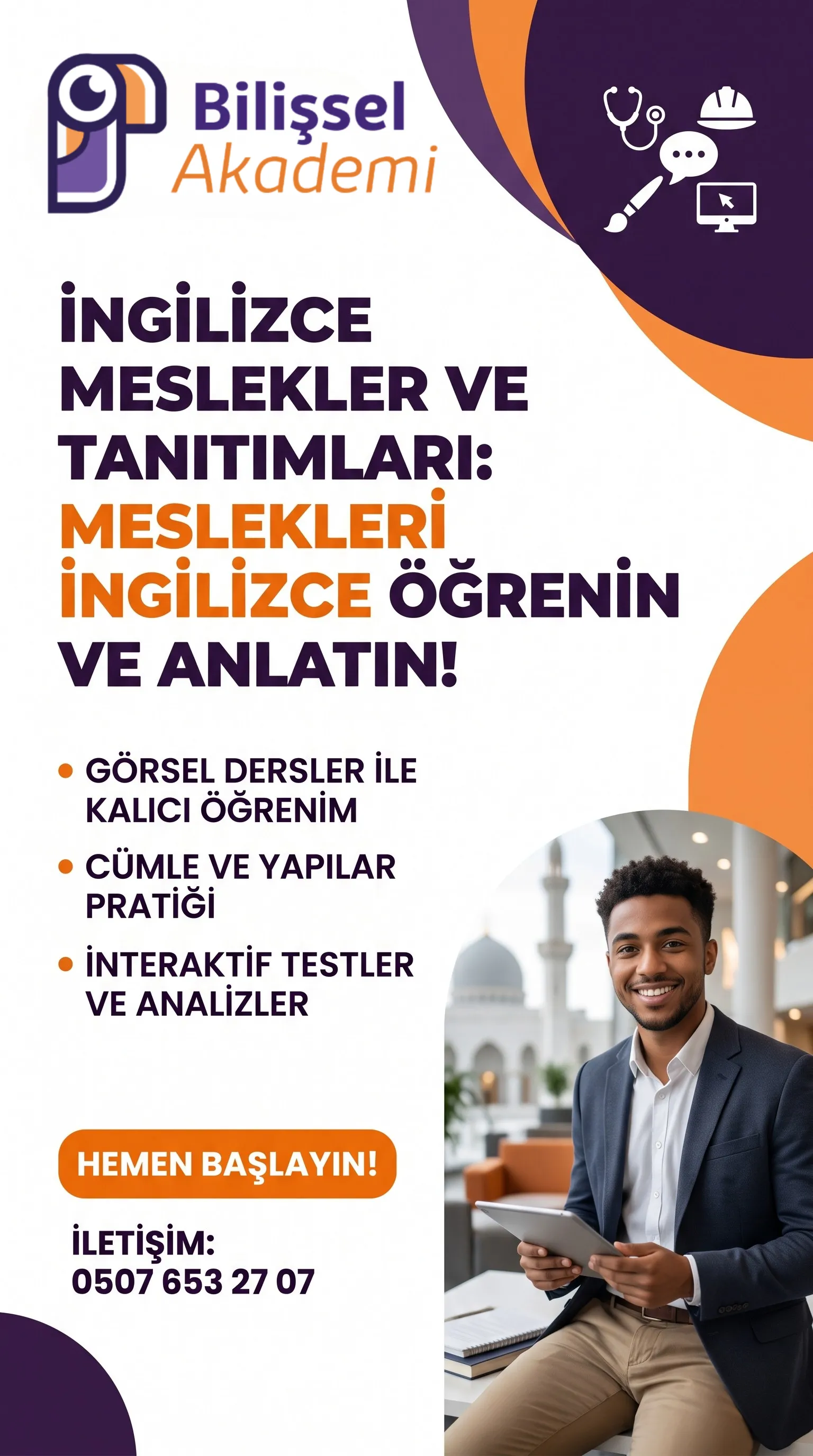 İngilizce Meslekler ve Tanıtımları: Görsel Dersler, Cümleler ve Testler