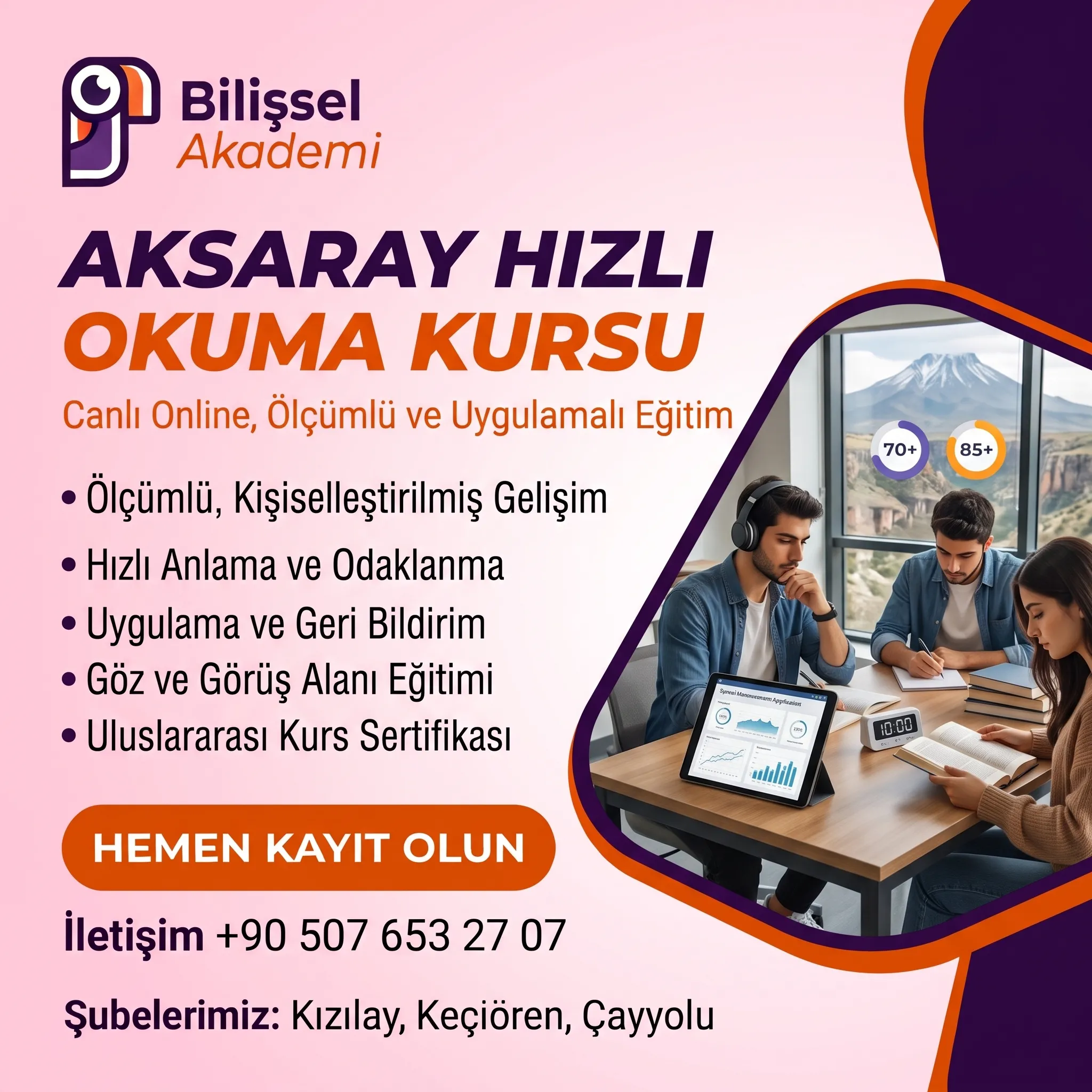 Aksaray Hızlı Okuma Kursu | Canlı Online, Ölçümlü ve Uygulamalı Eğitim