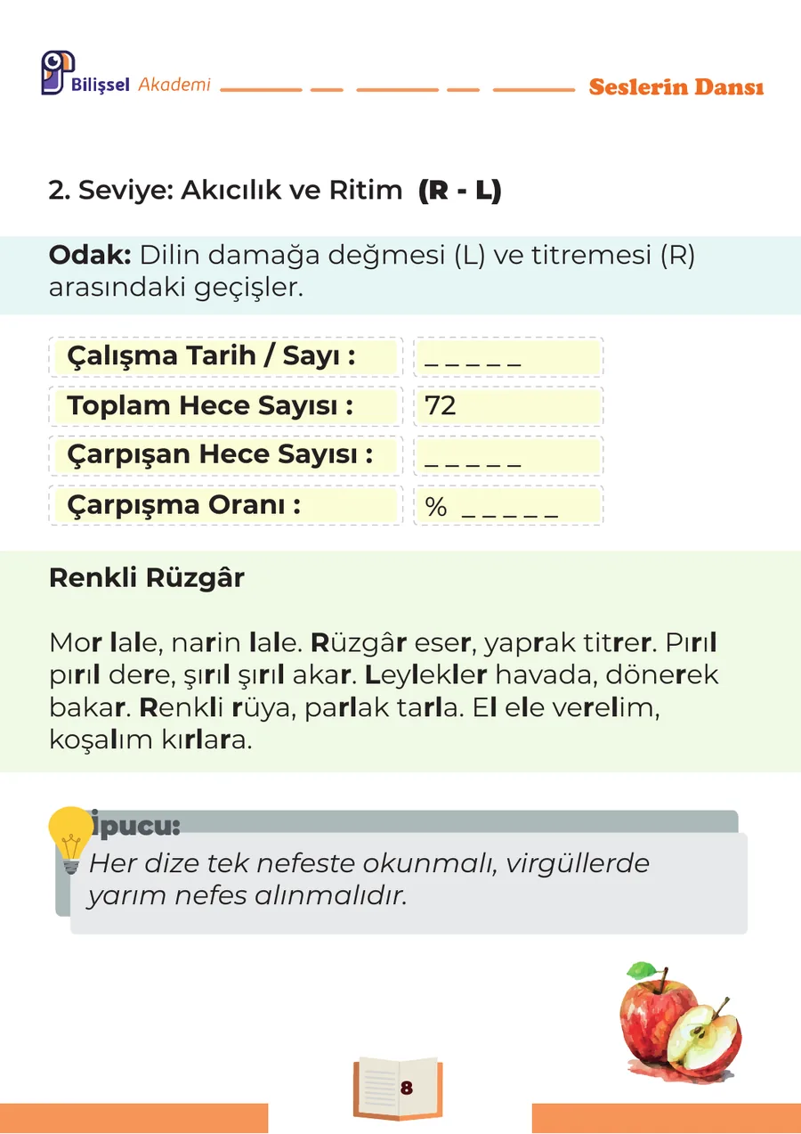 Seslerin Dansı ses farkındalığı örnek iç sayfası