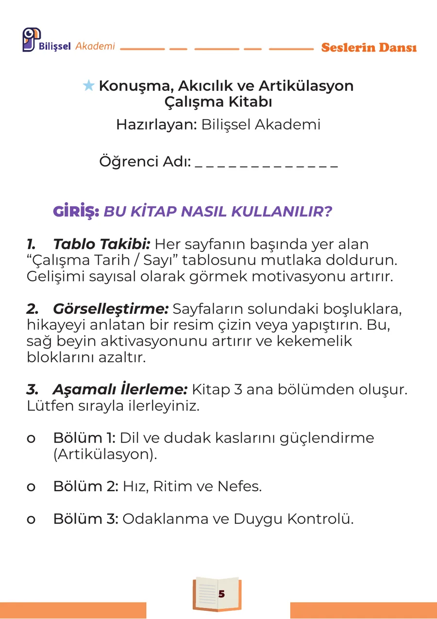 Seslerin Dansı örnek artikülasyon çalışma sayfası