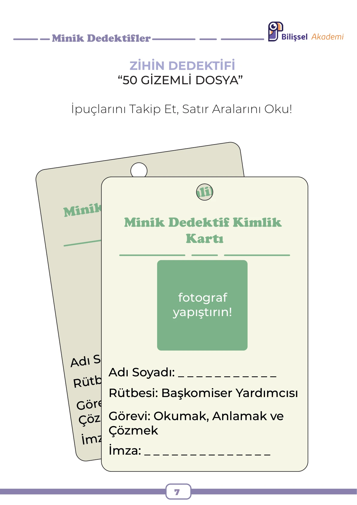 Minik Dedektifler Arşiv 50 gizemli dosya ve kimlik kartı