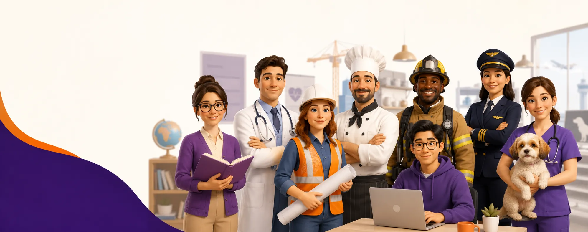 İngilizce meslekler eğitiminde öğretmen, doktor, mühendis, aşçı, itfaiyeci, pilot, yazılım geliştirici ve veteriner