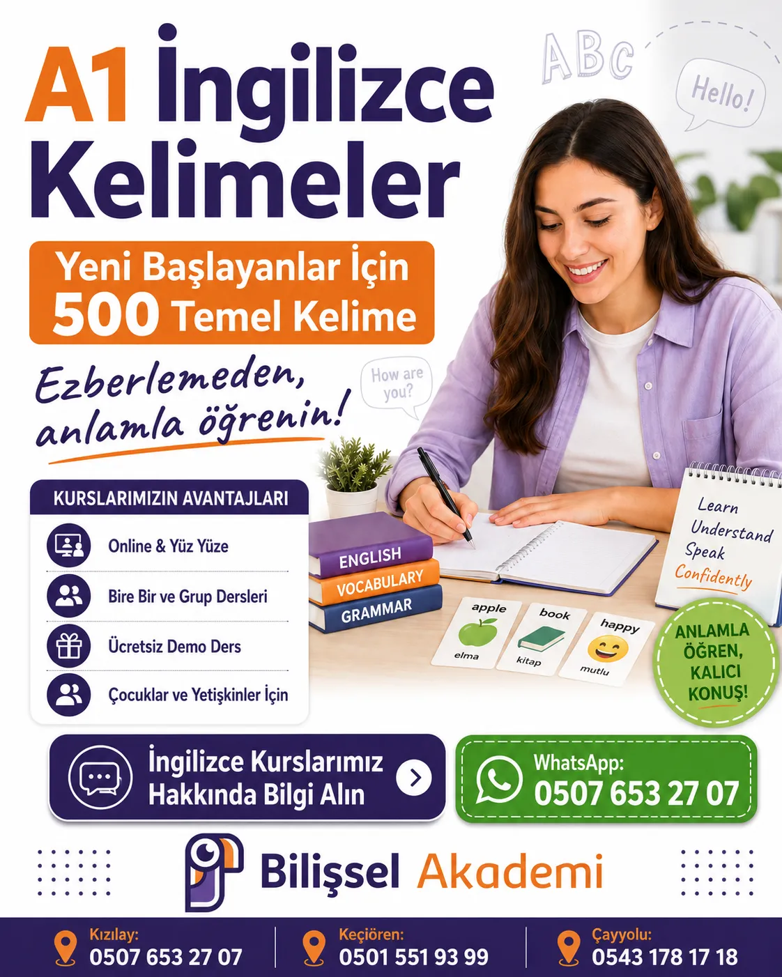 A1 İngilizce Kelimeler – Yeni Başlayanlar İçin 500 Temel Kelime