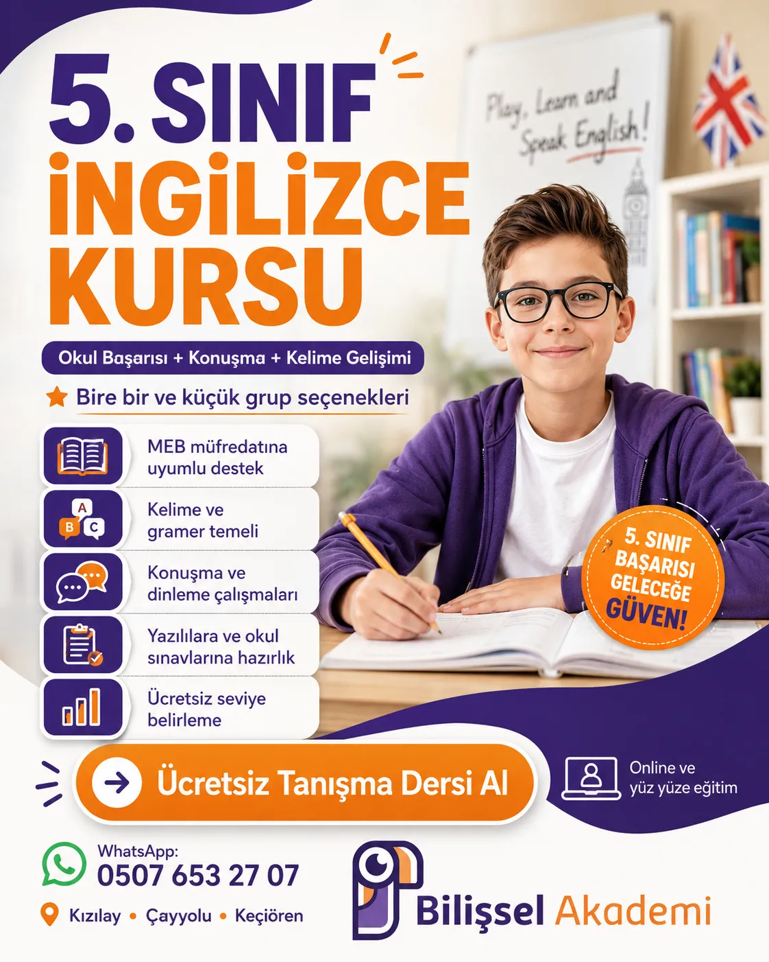 5. Sınıf İngilizce Gramer Konuları, Ünitelere Göre Kelime Listesi | İngilizce Tarama Testi