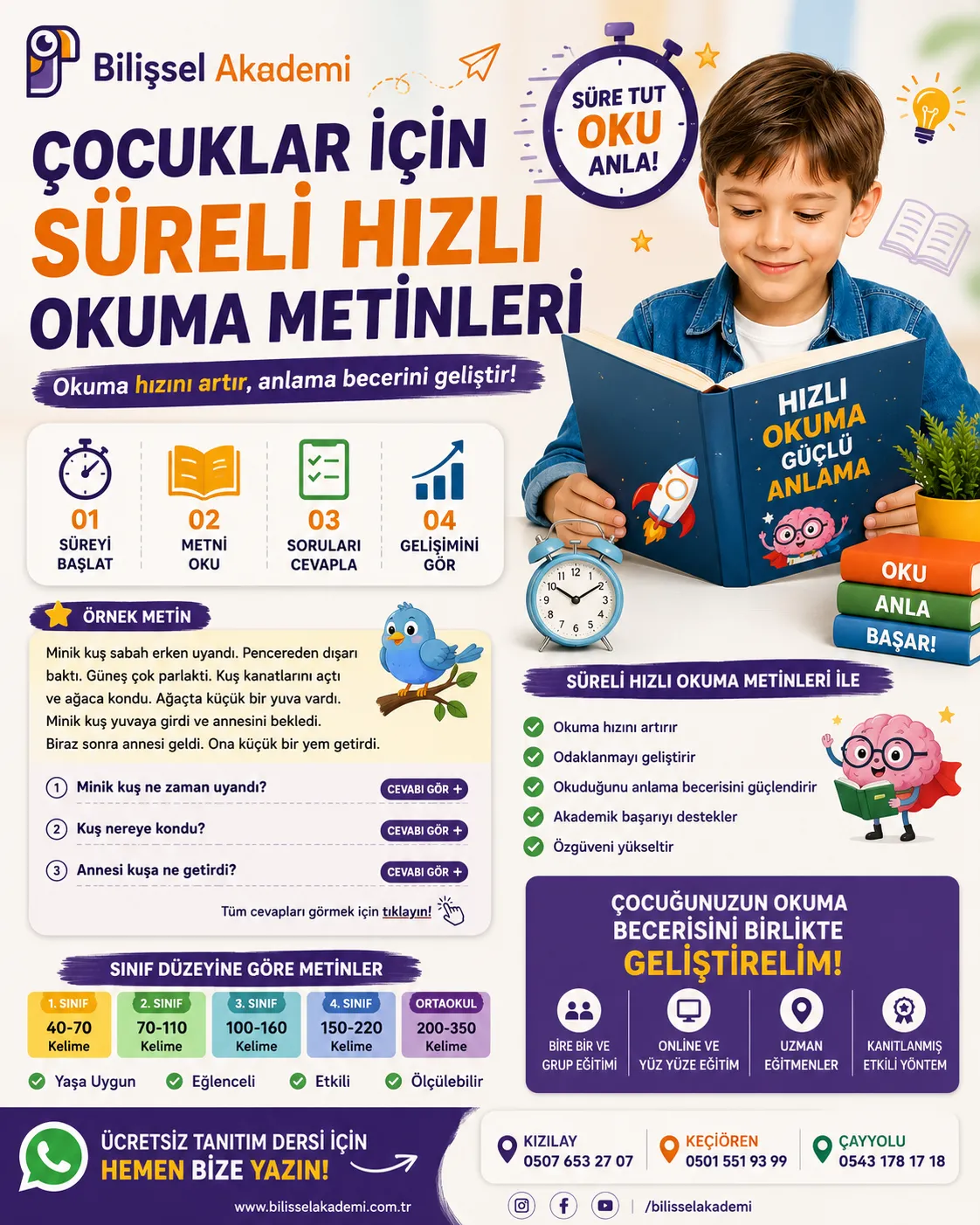 Çocuklar İçin Süreli Hızlı Okuma Metinleri