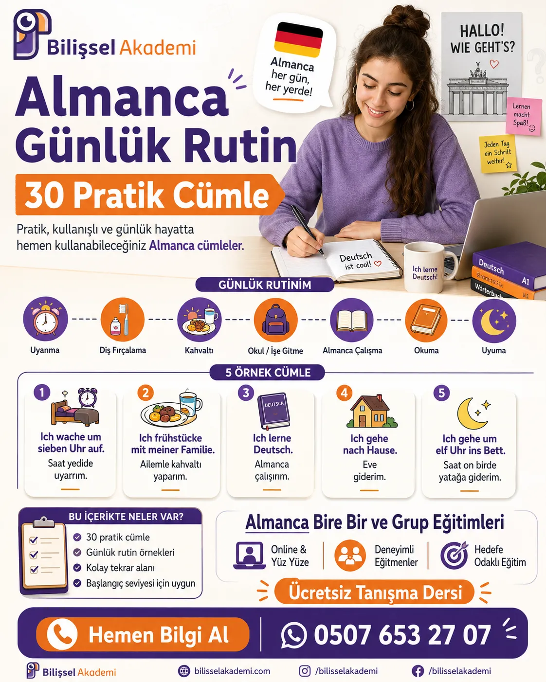 Almanca Günlük Rutin: 30 Pratik Cümle