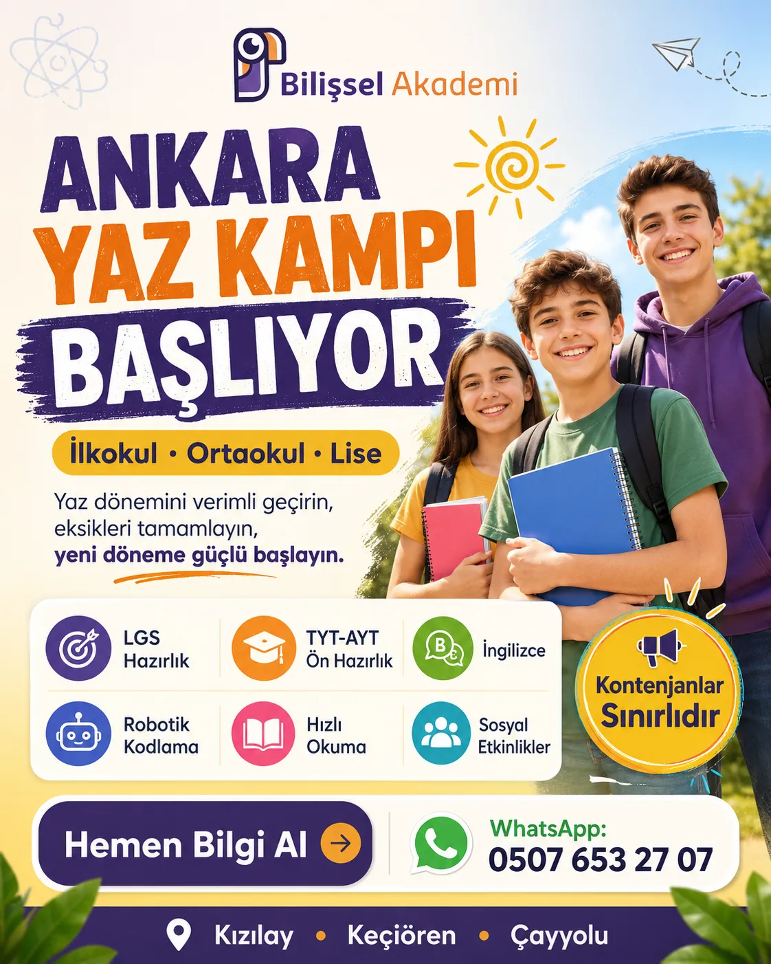 Ankara Yaz Kampı | İlkokul, Ortaokul, Lise, LGS, TYT-AYT