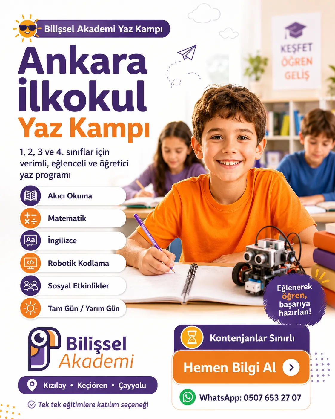 Ankara İlkokul Yaz Kampı | Kızılay, Keçiören, Çayyolu