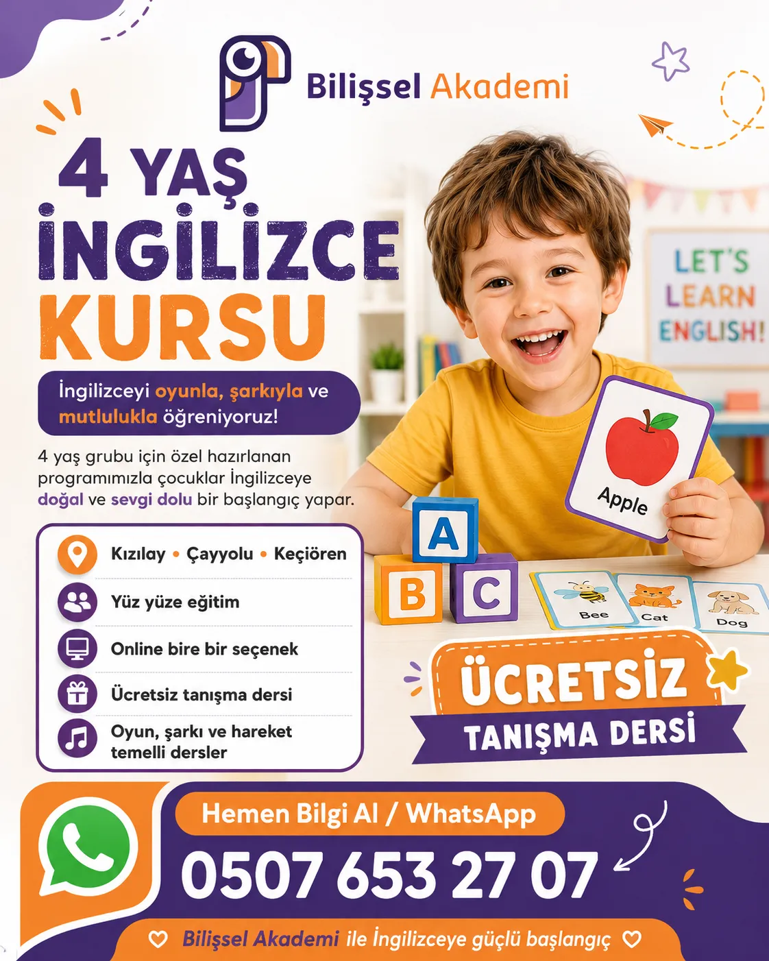 4 Yaş İngilizce Kursu | Kızılay, Çayyolu, Keçiören ve Online