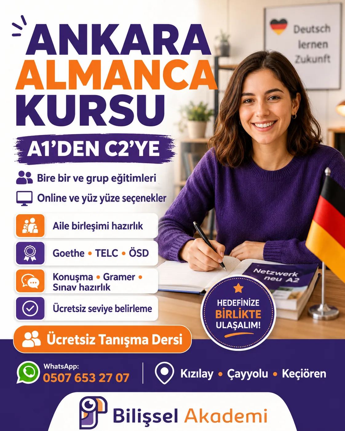 Ankara Almanca Kursu | A1’den C2’ye, Aile Birleşimi ve Sınav Hazırlık Programları