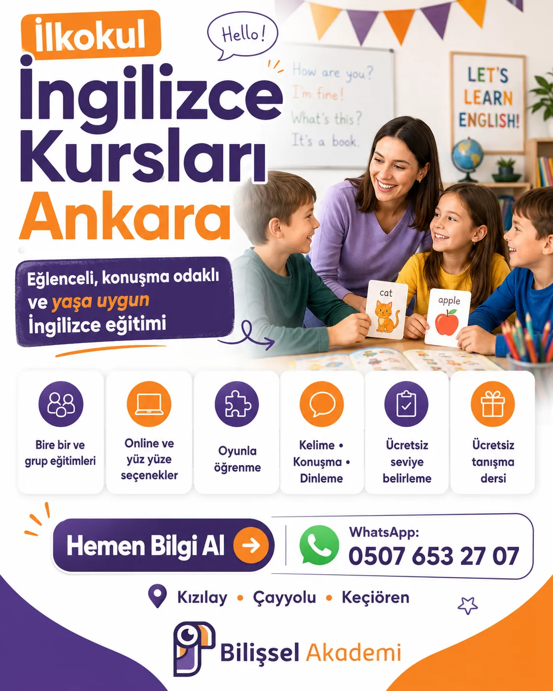 İlkokul İngilizce Kursları Ankara | Çayyolu, Kızılay ve Keçiören’de Çocuklara Özel İngilizce Eğitimi