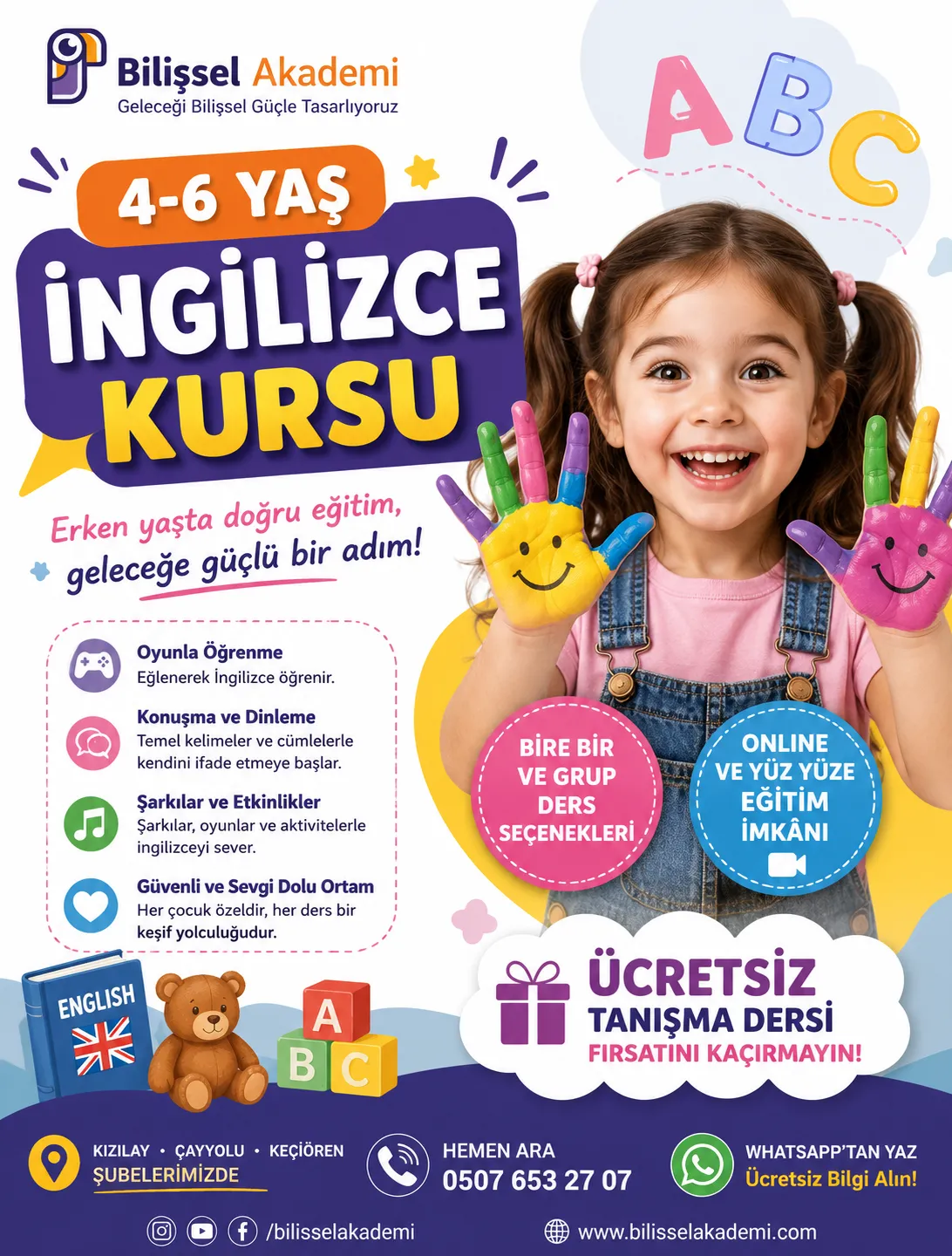 4-6 Yaş İngilizce Kursu Ankara | Çayyolu, Kızılay ve Keçiören’de Yüz Yüze Eğitim