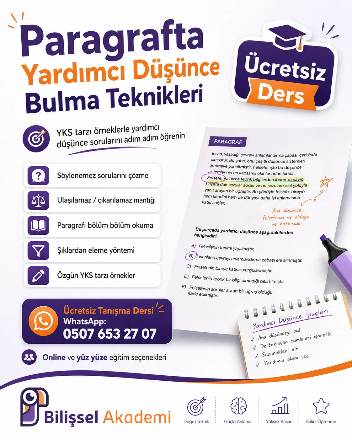 Paragrafta Yardımcı Düşünce Bulma Teknikleri | Ücretsiz TYT Paragraf Dersi
