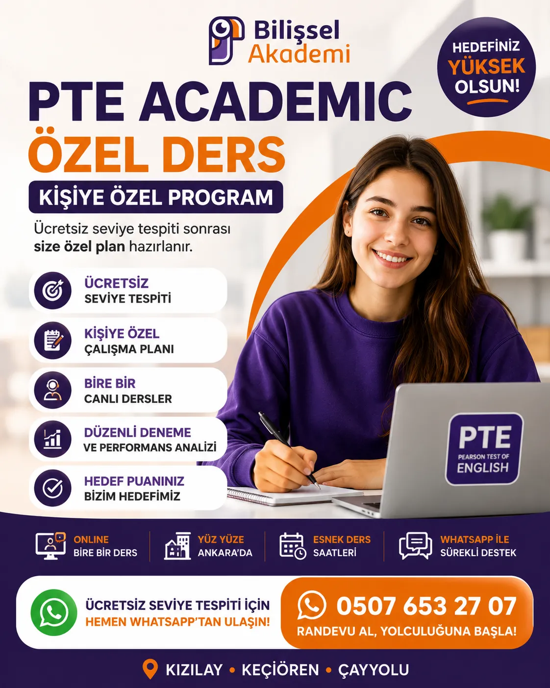 PTE Academic Özel Ders | Online ve Yüz Yüze PTE Hazırlık | Ankara