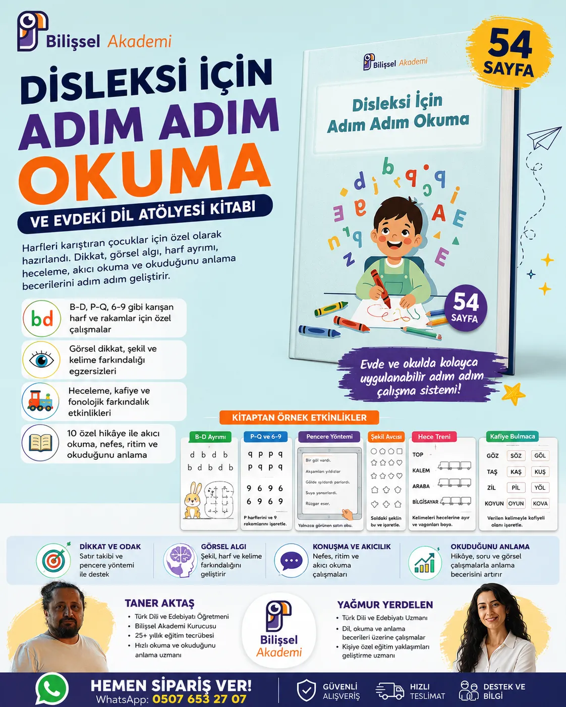 Disleksi İçin Adım Adım Okuma Kitabı | Harf ve Dikkat Etkinlikleri